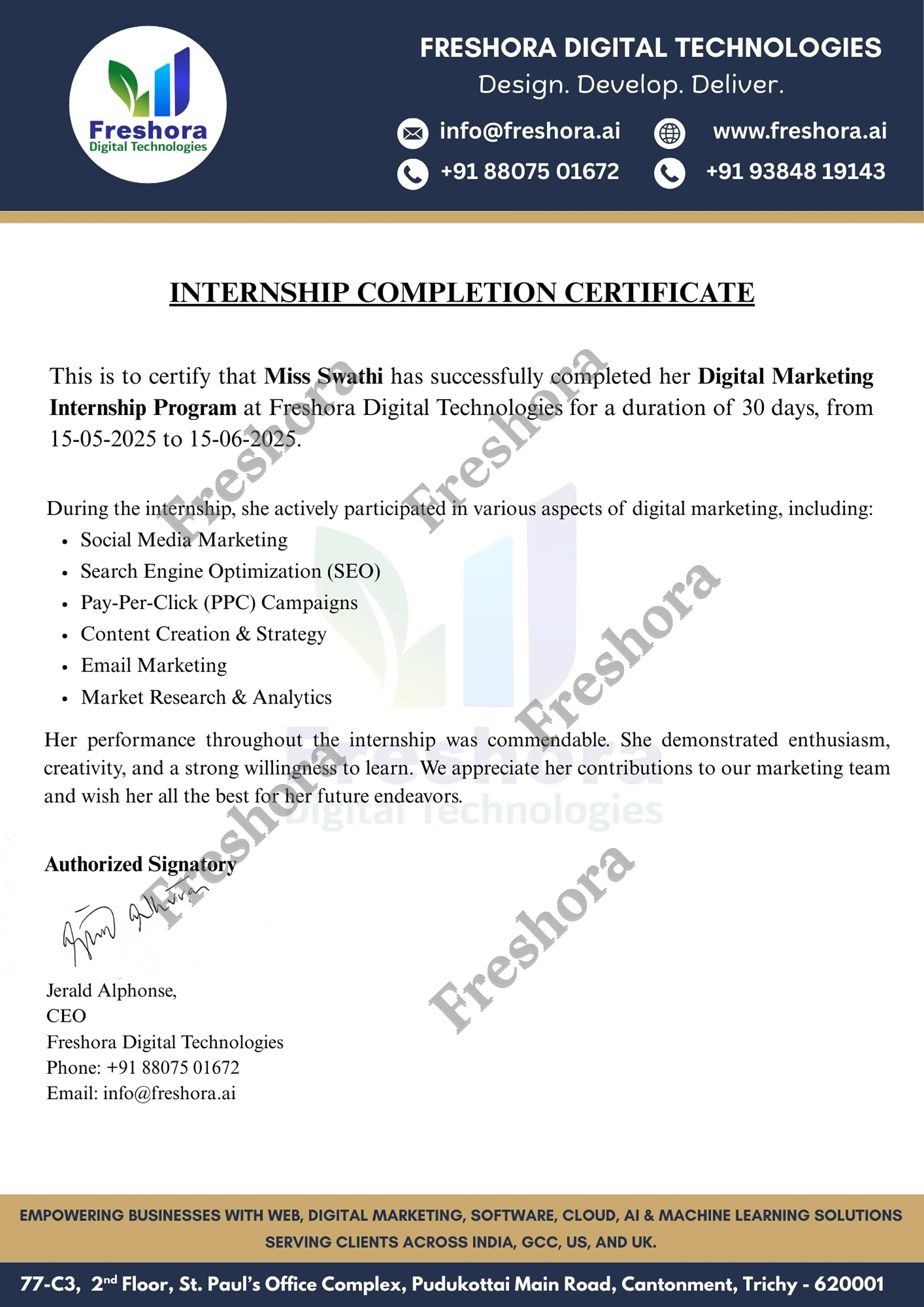  internship completion certificate